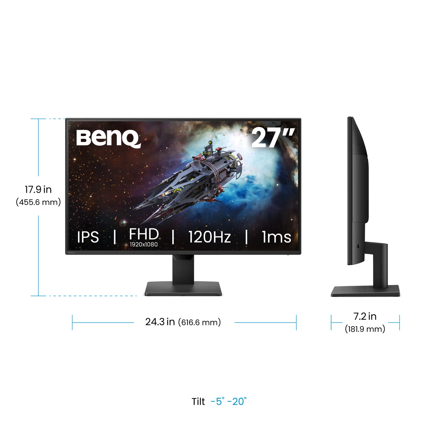 Monitor Benq GW2790P 27" Full HD IPS 120Hz 5ms 99% sRGB HDMI DP Pivot Altifalantes Preto - Imagem 4