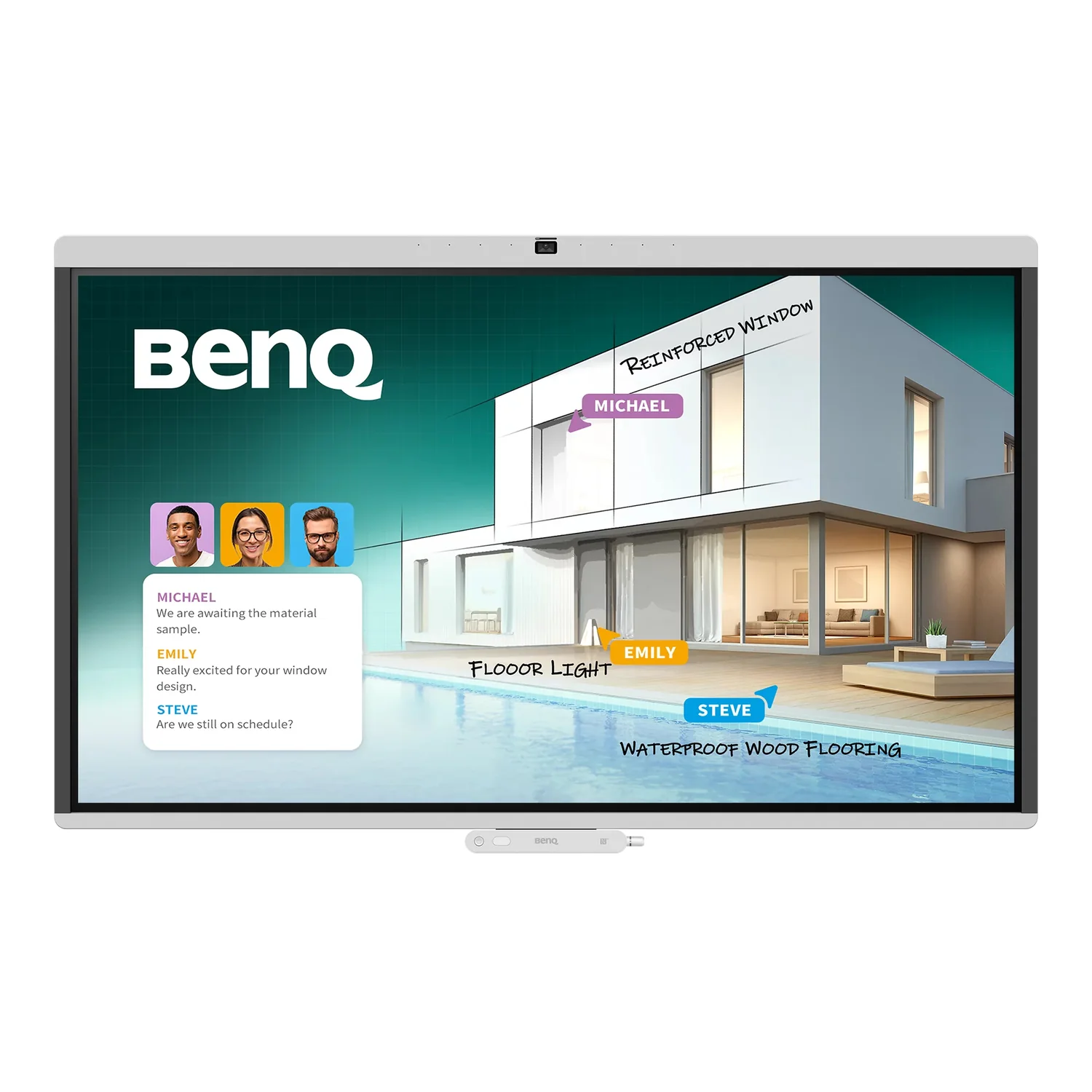 Monitor Interativo BenQ CM5505 55" 4K UHD ADS Tátil Android 15 16GB 256GB Câmara 50MP WiFi 6 Branco - Imagem 1