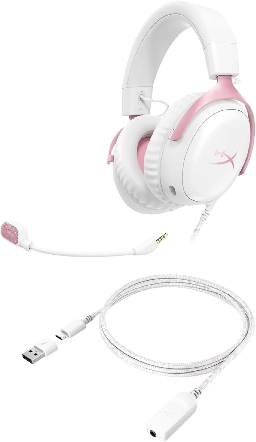 Auscultadores Gaming HyperX Cloud III com Fios Branco/Rosa - Imagem 2