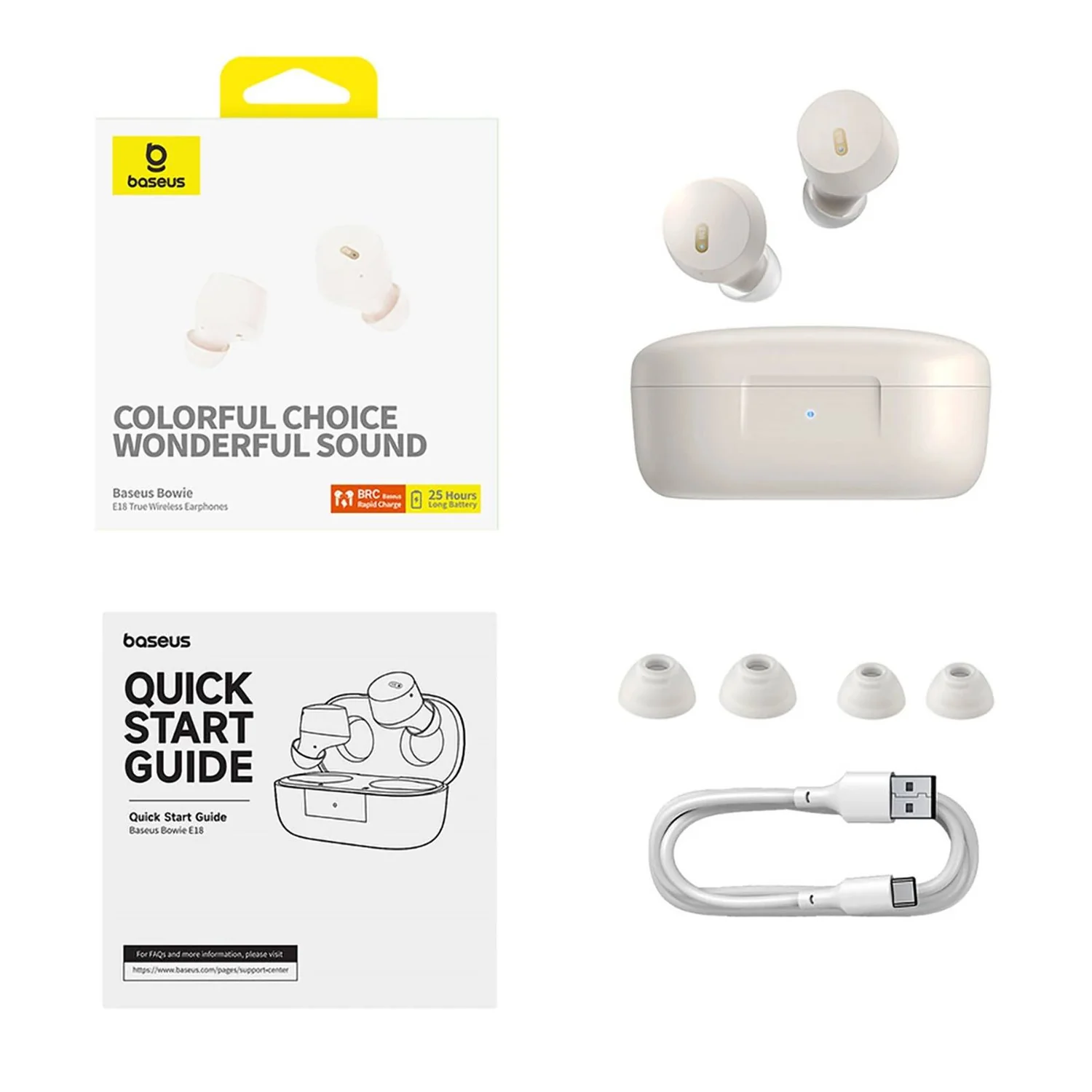 Auriculares Bluetooth Baseus Bowie E18 TWS Branco IPX4 25h - Imagem 6
