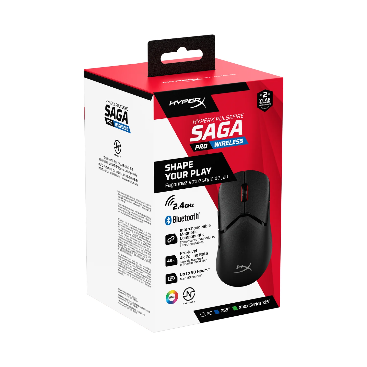 Rato Gaming Sem Fios HyperX Pulsefire Saga Pro 4000 Hz Bluetooth USB-C Preto - Imagem 2