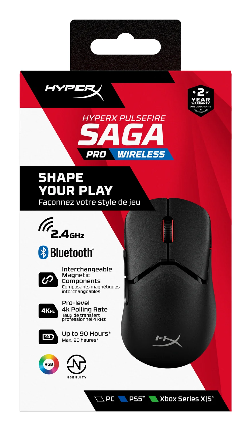 Rato Gaming Sem Fios HyperX Pulsefire Saga Pro 4000 Hz Bluetooth USB-C Preto