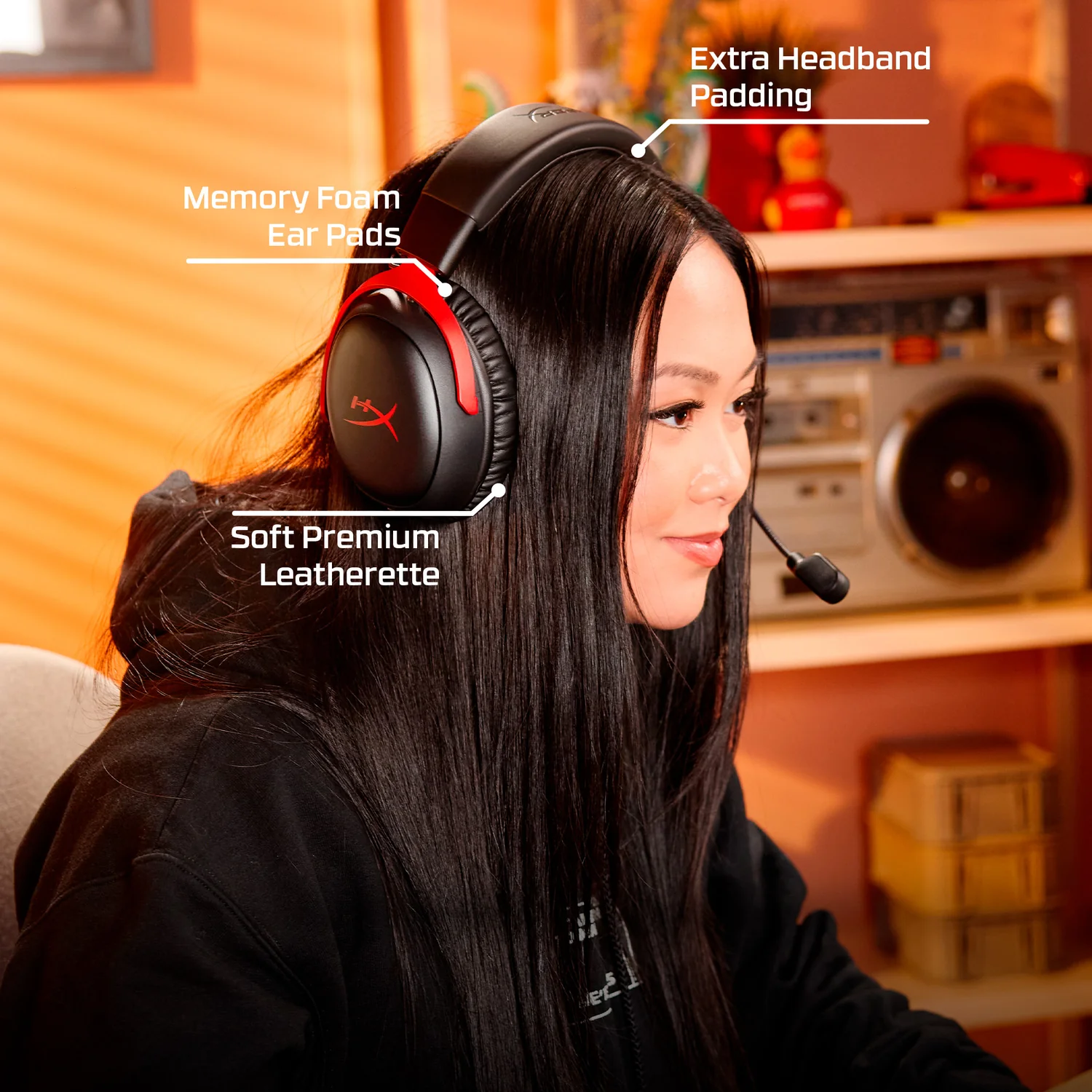 Auriculares Gaming Sem Fios HyperX Cloud III S Bluetooth 2.4 GHz Preto Vermelho - Imagem 6