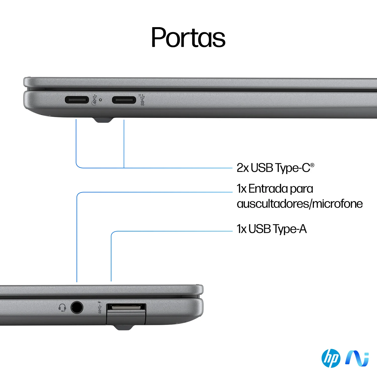 Portátil HP OmniBook X 14-FE0000NP 14" 2.2K Touch Snapdragon X Elite 16GB 1TB SSD Prateado - Imagem 3