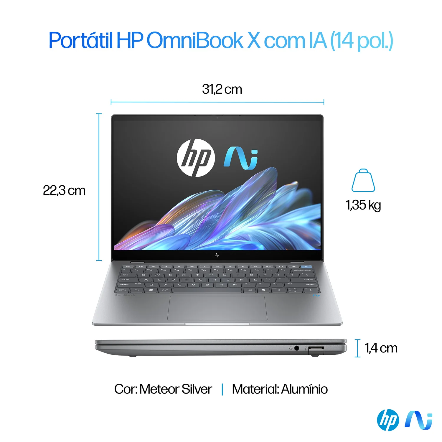 Portátil HP OmniBook X 14-FE0000NP 14" 2.2K Touch Snapdragon X Elite 16GB 1TB SSD Prateado - Imagem 5
