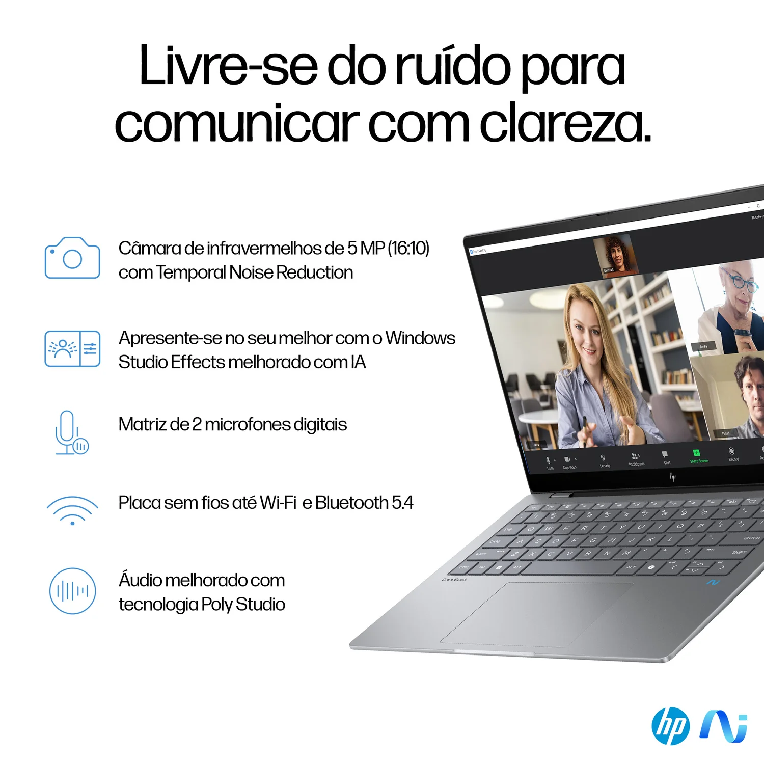 Portátil HP OmniBook X 14-FE0000NP 14" 2.2K Touch Snapdragon X Elite 16GB 1TB SSD Prateado - Imagem 6