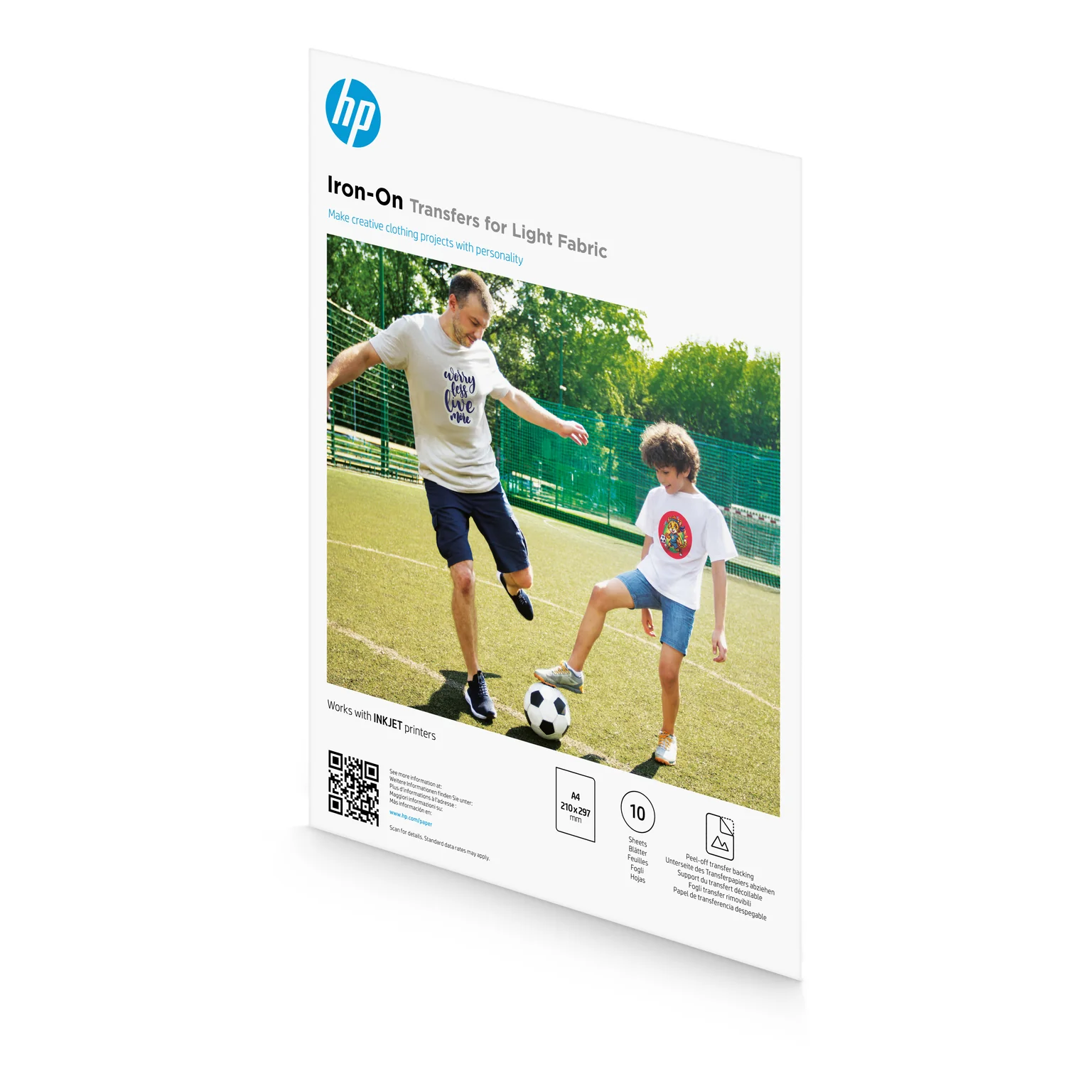 Papel de Transferência HP Iron-On para Tecido Claro A4 10 Folhas - Imagem 2