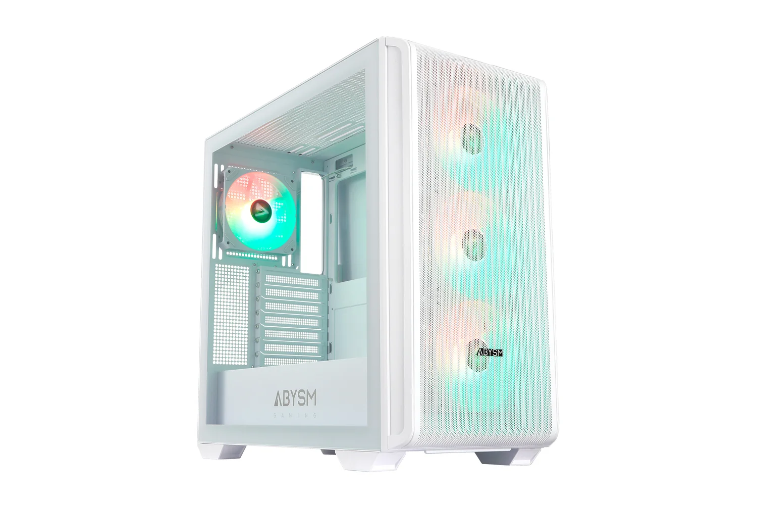 Caixa PC ATX ABYSM Danube Kamp BX300 branca com 3 ventoinhas RGB - Imagem 1