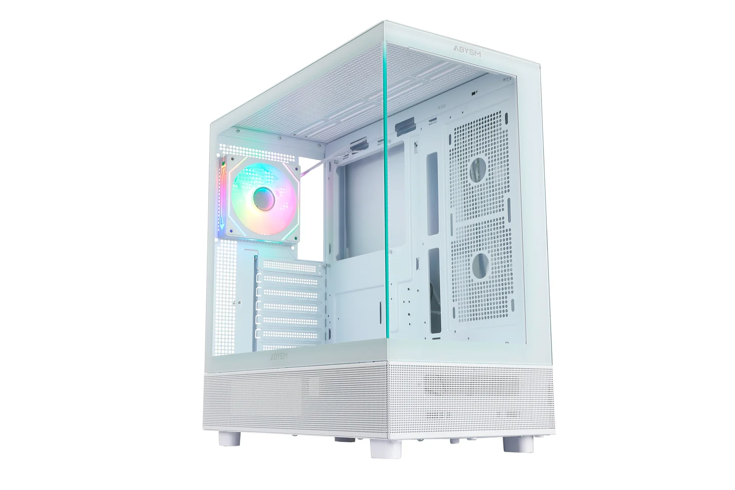 Caixa PC ATX ABYSM Danube Sava H400 branca com vidro temperado e RGB - Imagem 1