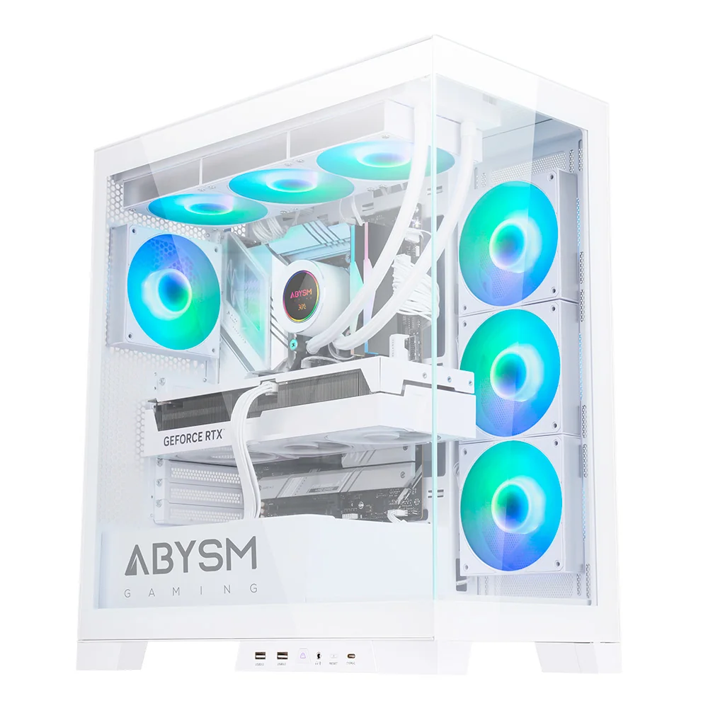 Caixa PC ATX ABYSM Danube Sava H500 branca transparente com vidro temperado - Imagem 1