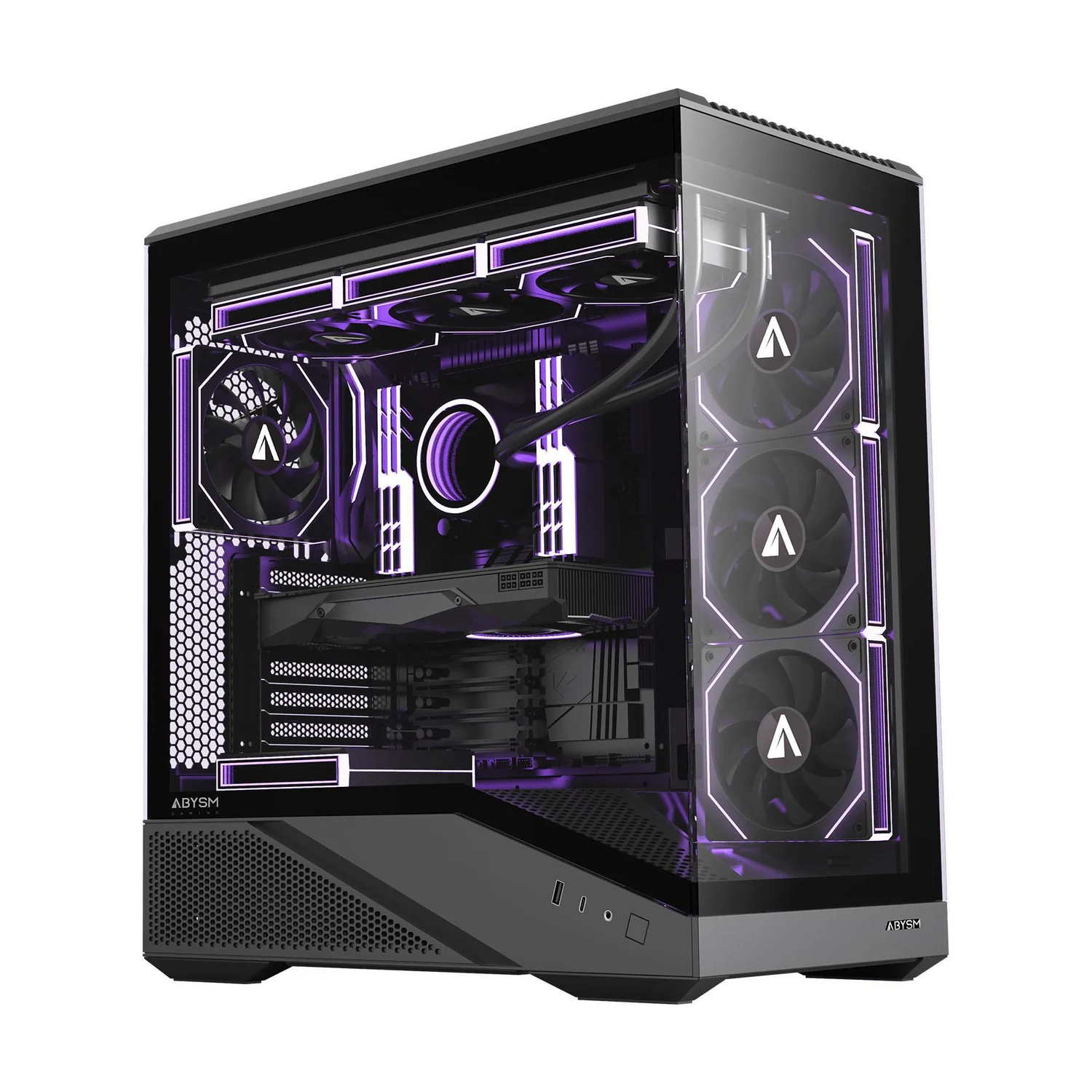 Caixa ATX ABYSM Arian Frame A400 preta gaming com vidro temperado e 4 ventoinhas - Imagem 1