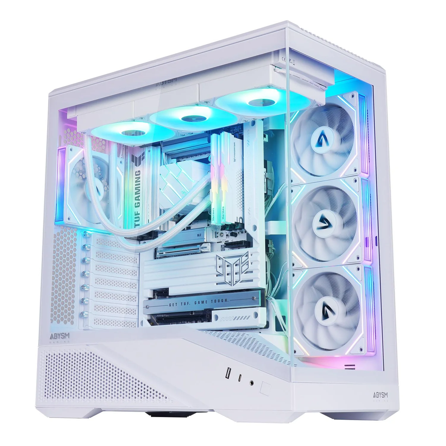 Caixa PC ATX ABYSM Arian Frame A400 branca com vidro temperado e RGB - Imagem 1