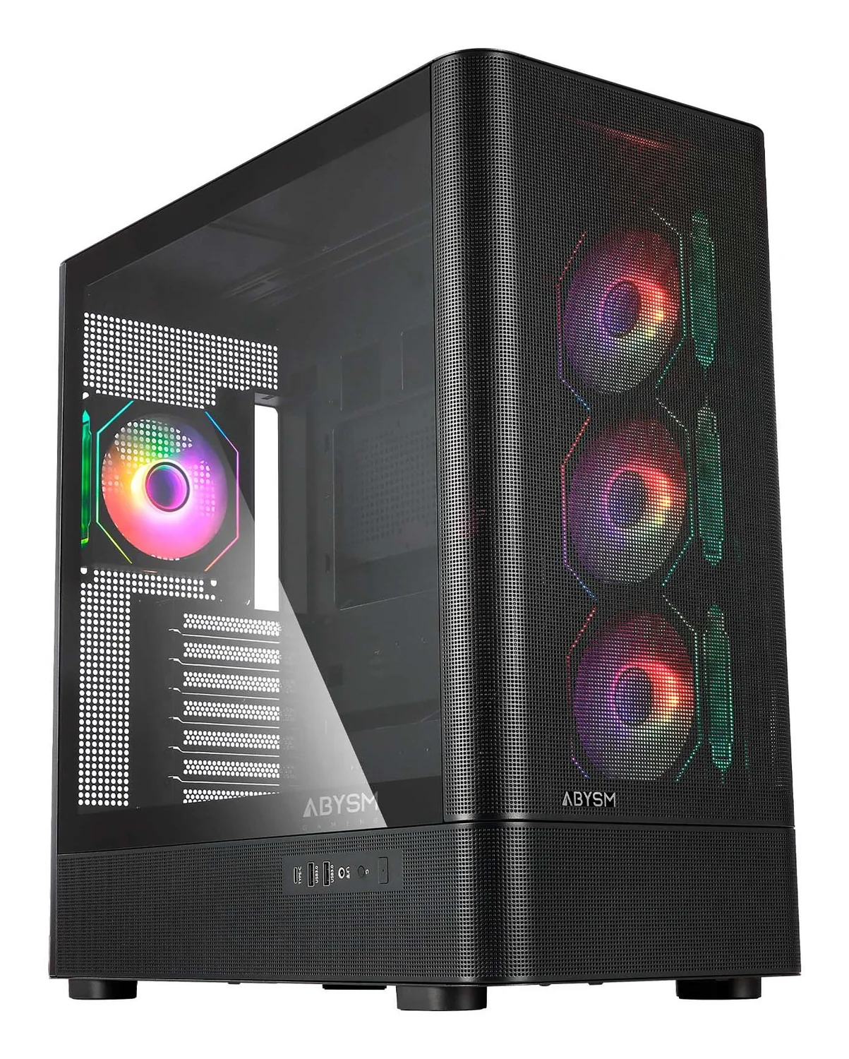 Caixa ATX ABYSM Danube Sava H500 II Air preta com vidro temperado e 4 ventoinhas ARGB
