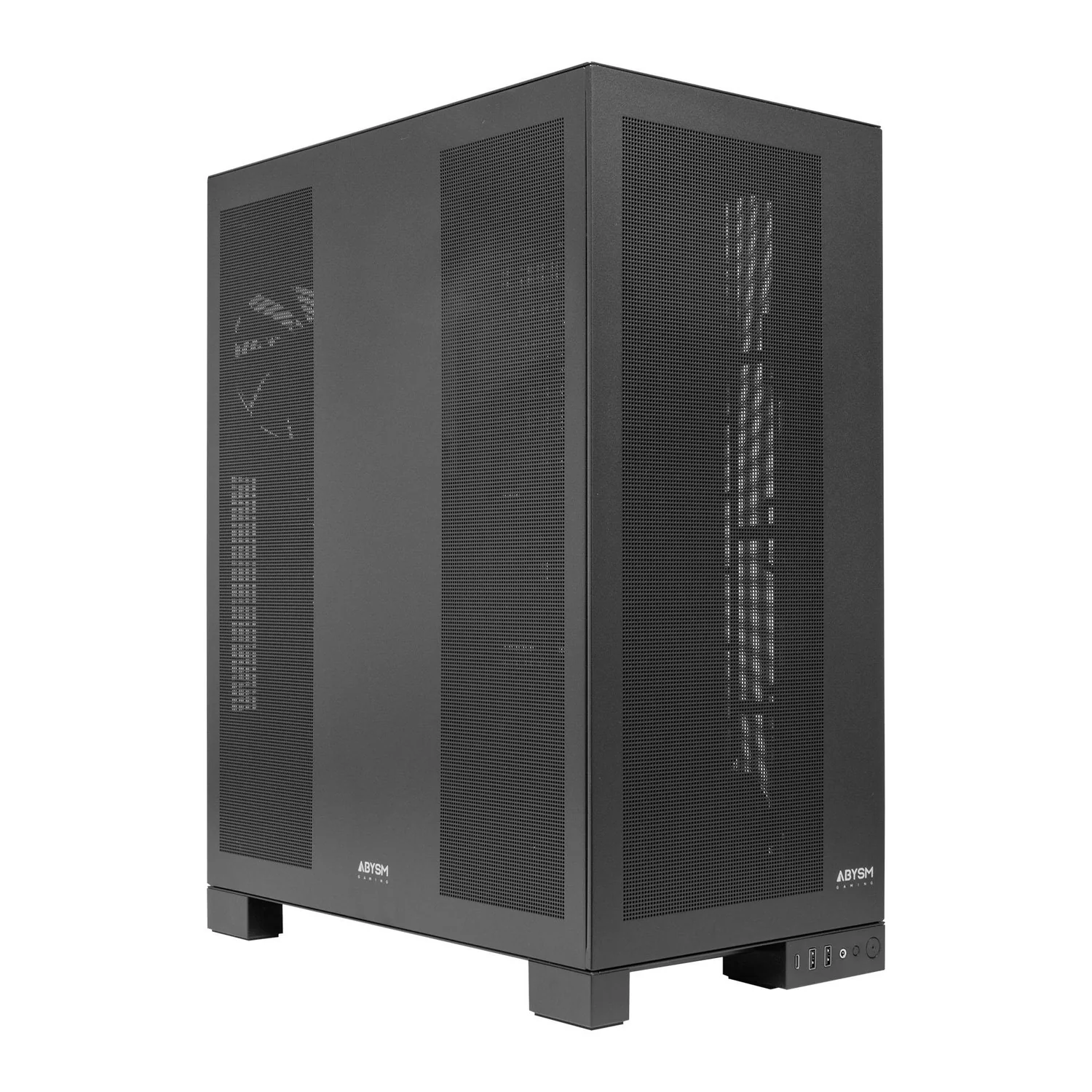 Caixa PC Tower ABYSM AI Pro 100 Workstation E-ATX preta para grandes builds
