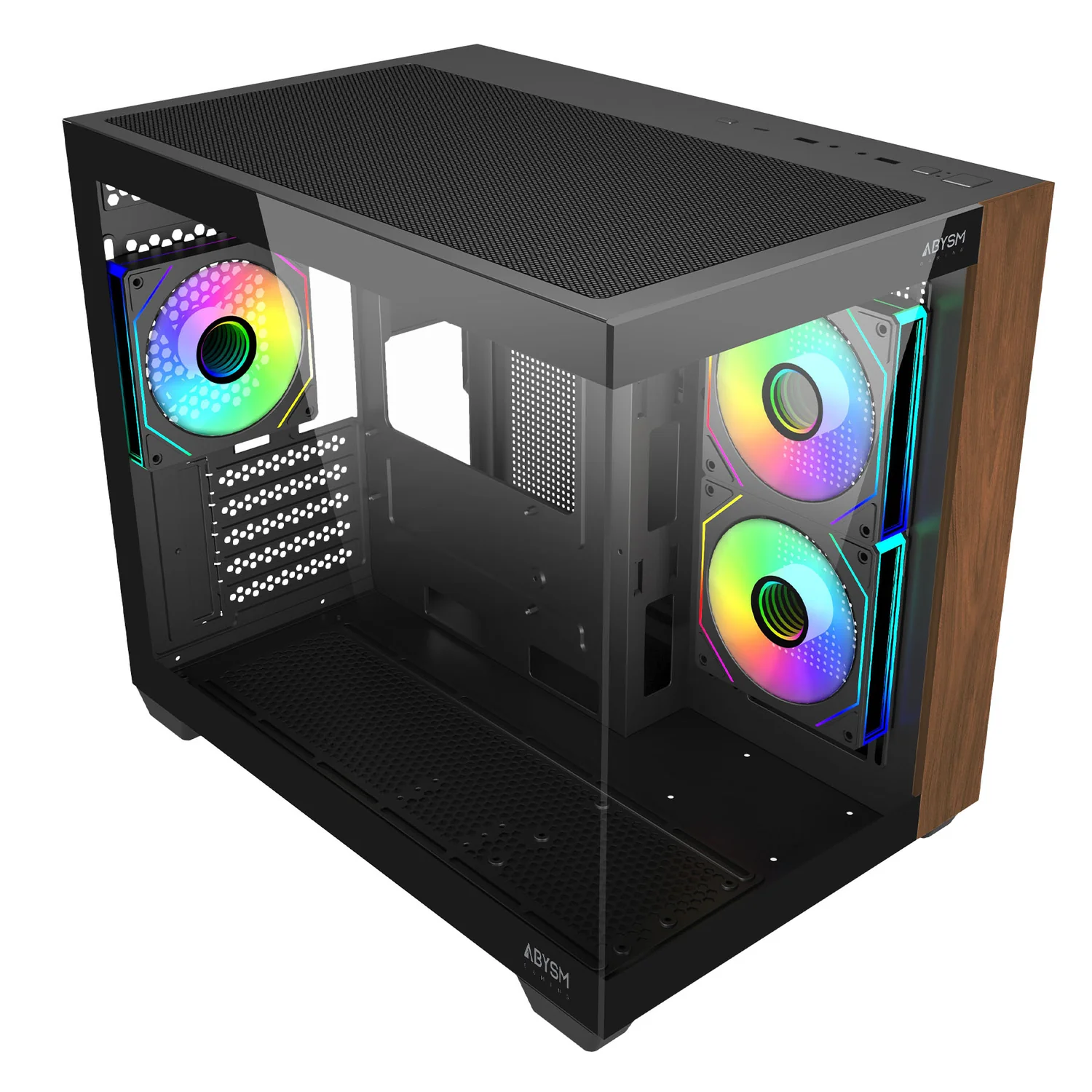 Caixa Micro Tower ABYSM Danube Sava Nature 285C M-ATX/ITX preta com vidro temperado - Imagem 4