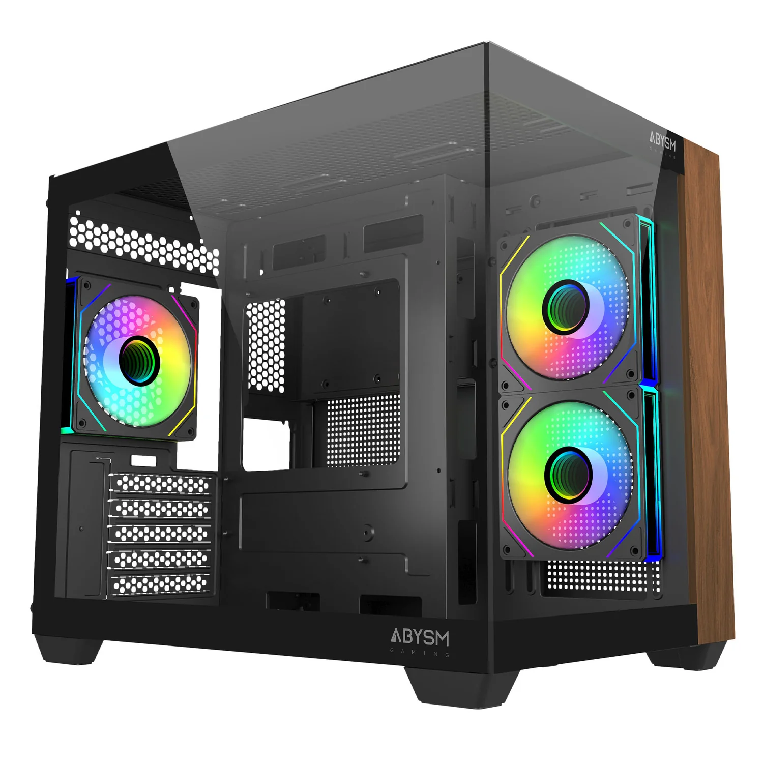Caixa Micro Tower ABYSM Danube Sava Nature 285C M-ATX/ITX preta com vidro temperado - Imagem 3