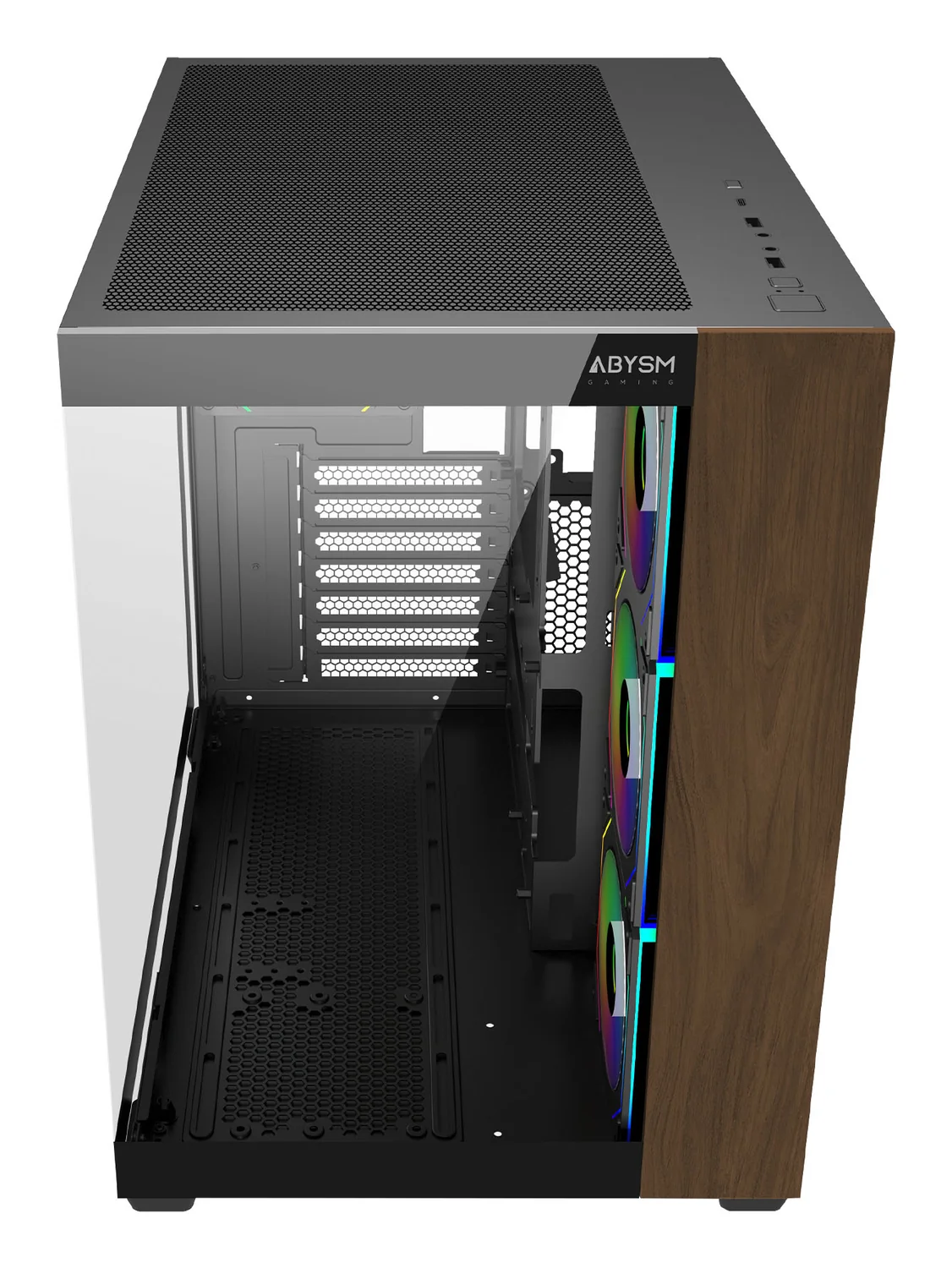 Caixa Micro Tower ABYSM Danube Sava Nature 285C M-ATX/ITX preta com vidro temperado - Imagem 2
