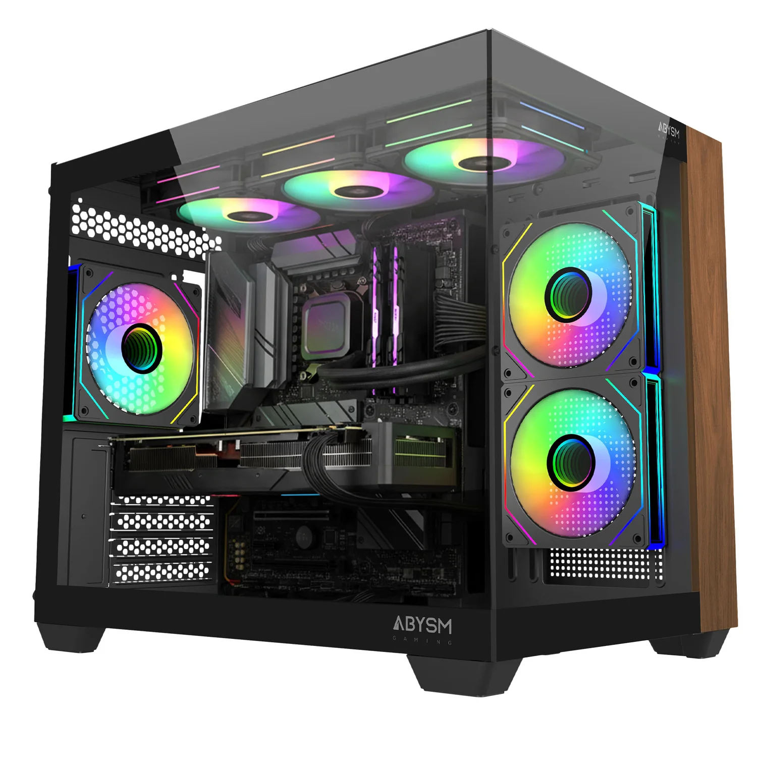 Caixa Micro Tower ABYSM Danube Sava Nature 285C M-ATX/ITX preta com vidro temperado - Imagem 1