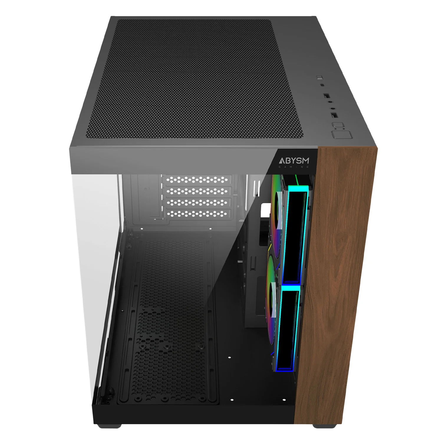 Caixa Micro Tower ABYSM Danube Sava Nature 285C M-ATX/ITX preta com vidro temperado - Imagem 5