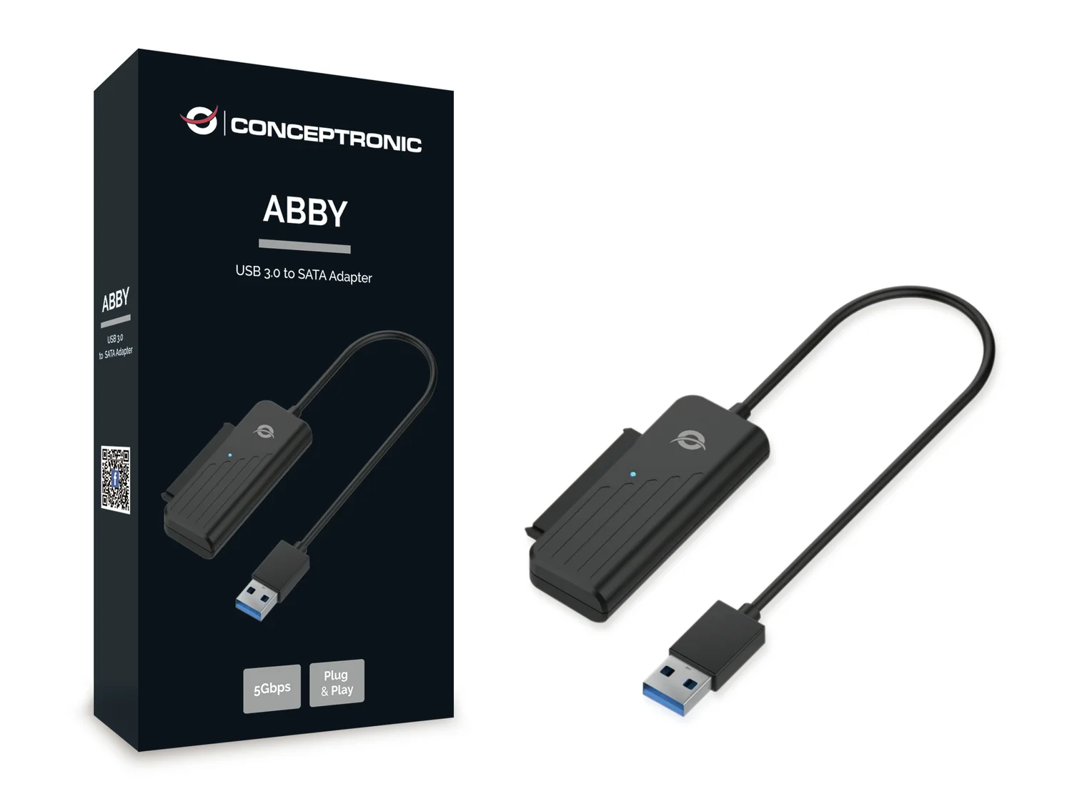 Adaptador USB 3.0 para SATA Conceptronic ABBY01B com Suporte UASP Preto - Imagem 3