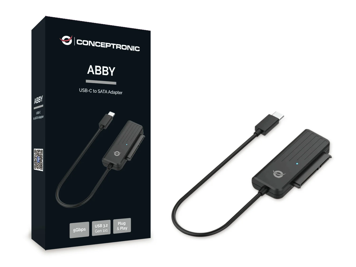 Adaptador USB-C para SATA Conceptronic ABBY02B 5Gbps com UASP Preto - Imagem 3