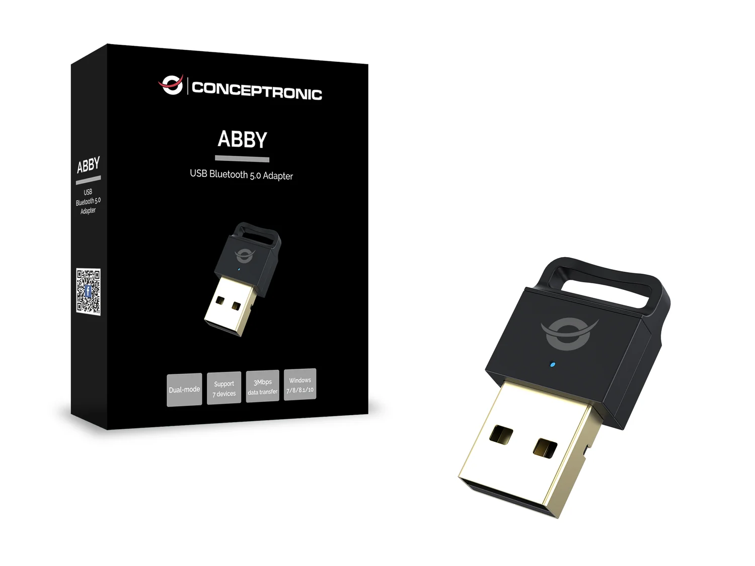 Adaptador USB Bluetooth 5.0 Conceptronic ABBY06B Preto - Imagem 2