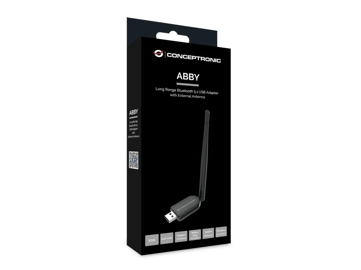 Adaptador Bluetooth 5.1 USB Conceptronic ABBY07B longo alcance 100m antena externa - Imagem 4