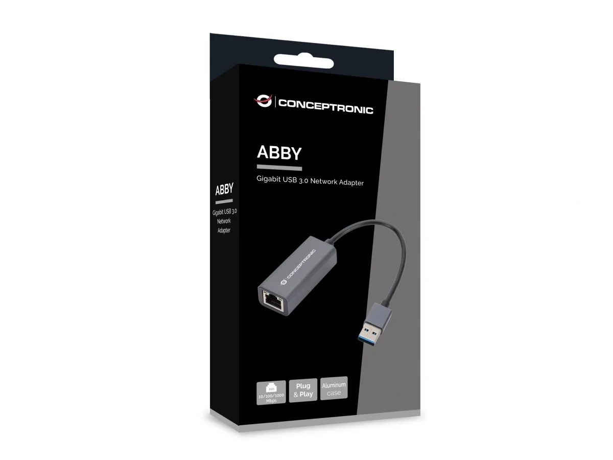 Adaptador de rede USB 3.0 Gigabit Ethernet Conceptronic ABBY08G Wake-on-LAN - Imagem 3