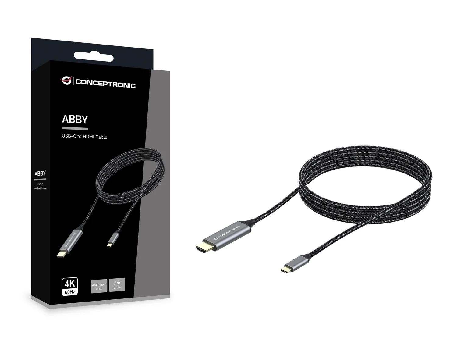 Cabo USB-C para HDMI Conceptronic ABBY10G 2m 4K 60Hz Cinzento - Imagem 2