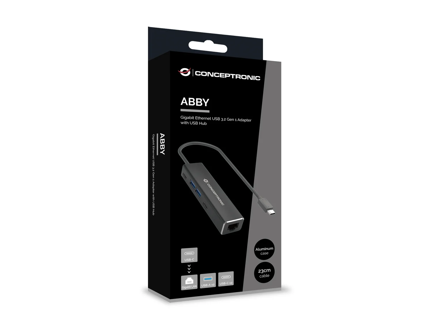Adaptador de Rede Conceptronic ABBY13B USB-C Gigabit Ethernet com Hub USB 3.0 - Imagem 4