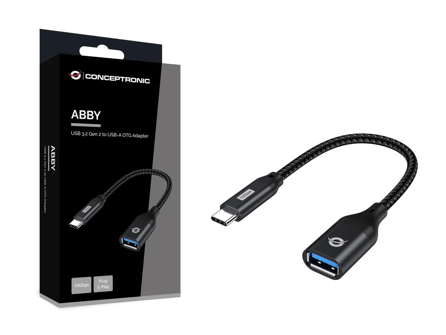 Adaptador USB-C para USB-A OTG Conceptronic ABBY18B USB 3.2 Gen 2 10 Gbps Preto - Imagem 2