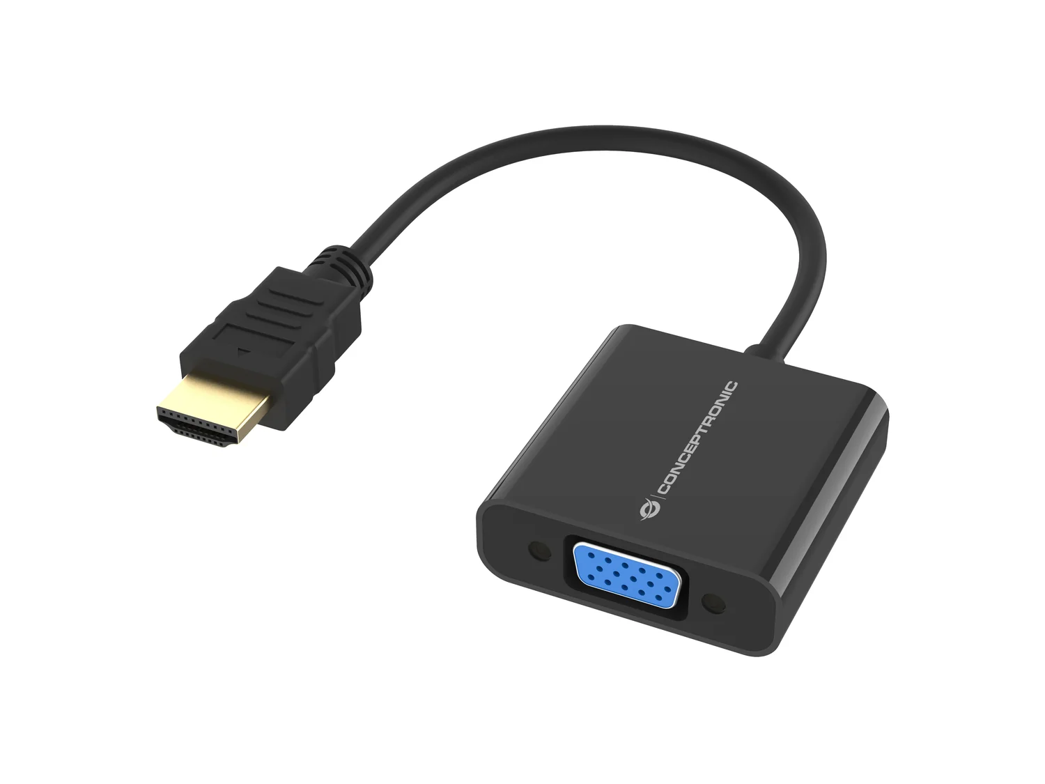 Adaptador HDMI para VGA Full HD 1080p 60Hz Plug and Play Conceptronic ABBY20B preto - Imagem 1
