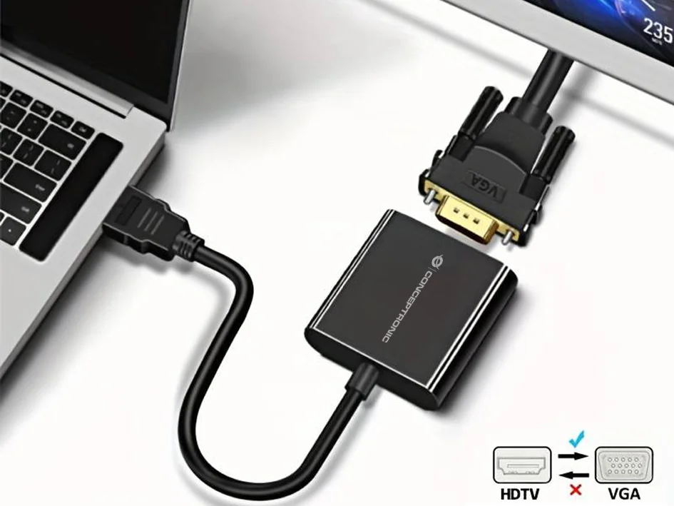 Adaptador HDMI para VGA Full HD 1080p 60Hz Plug and Play Conceptronic ABBY20B preto - Imagem 5