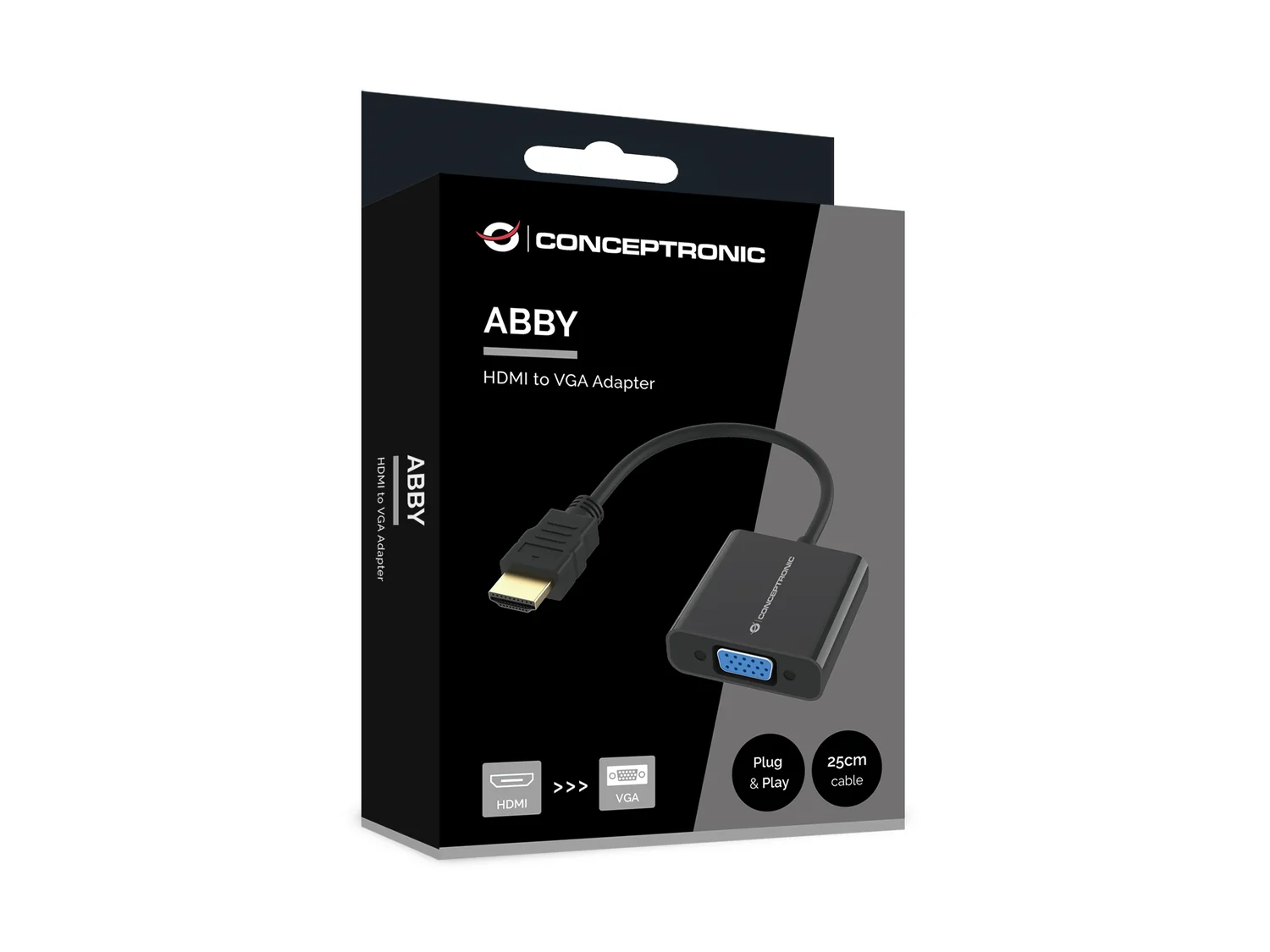 Adaptador HDMI para VGA Full HD 1080p 60Hz Plug and Play Conceptronic ABBY20B preto - Imagem 4