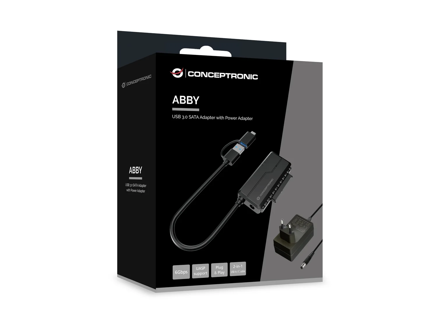 Adaptador USB para SATA Conceptronic ABBY21B 2.5"/3.5" com Alimentador e Cabo USB-C/A - Imagem 5
