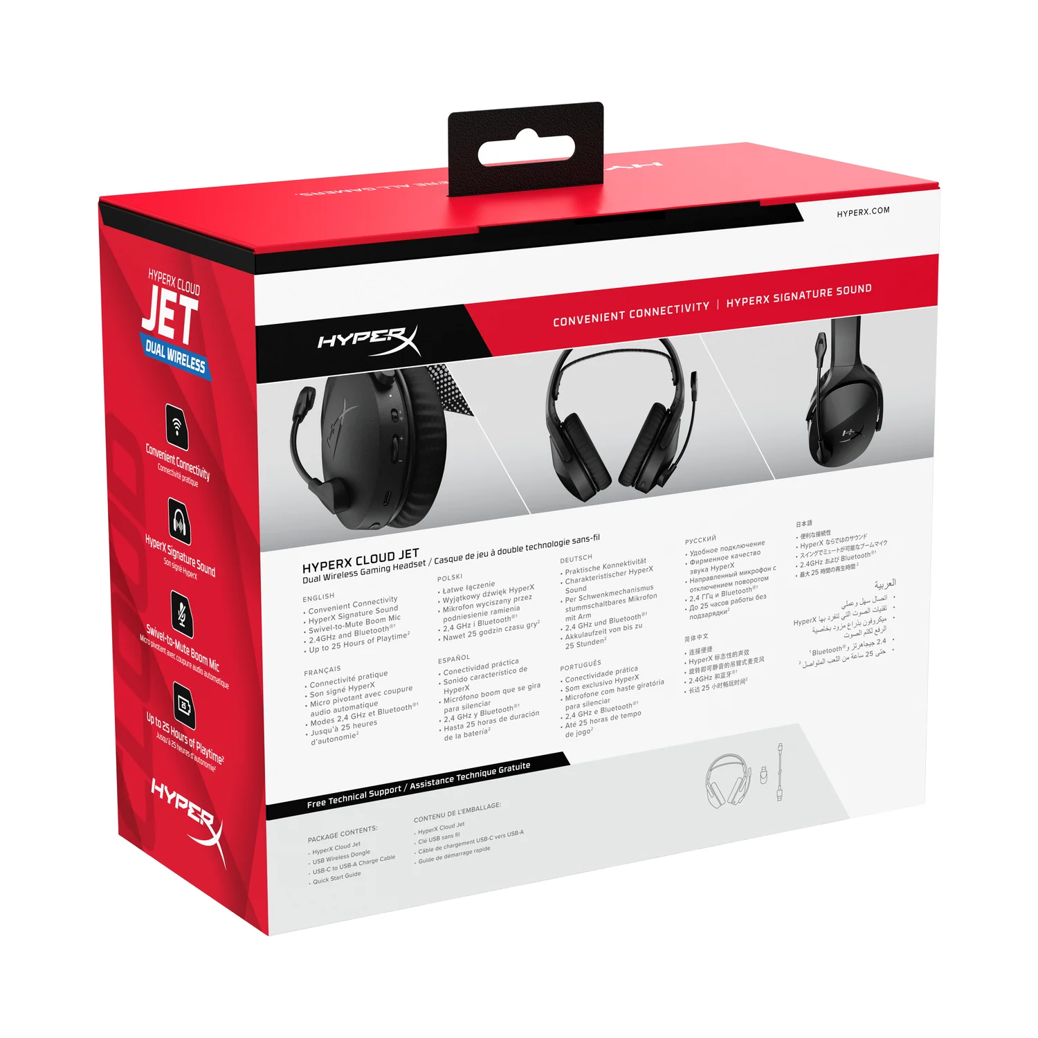 Auriculares Gaming HyperX Cloud Jet Sem Fios 2.4GHz Bluetooth 5.3 com Microfone Boom Preto - Imagem 7