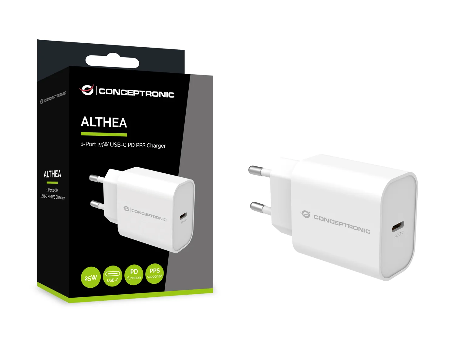 Carregador USB-C Conceptronic ALTHEA10W de 25W com Power Delivery 3.0 PPS Branco - Imagem 4