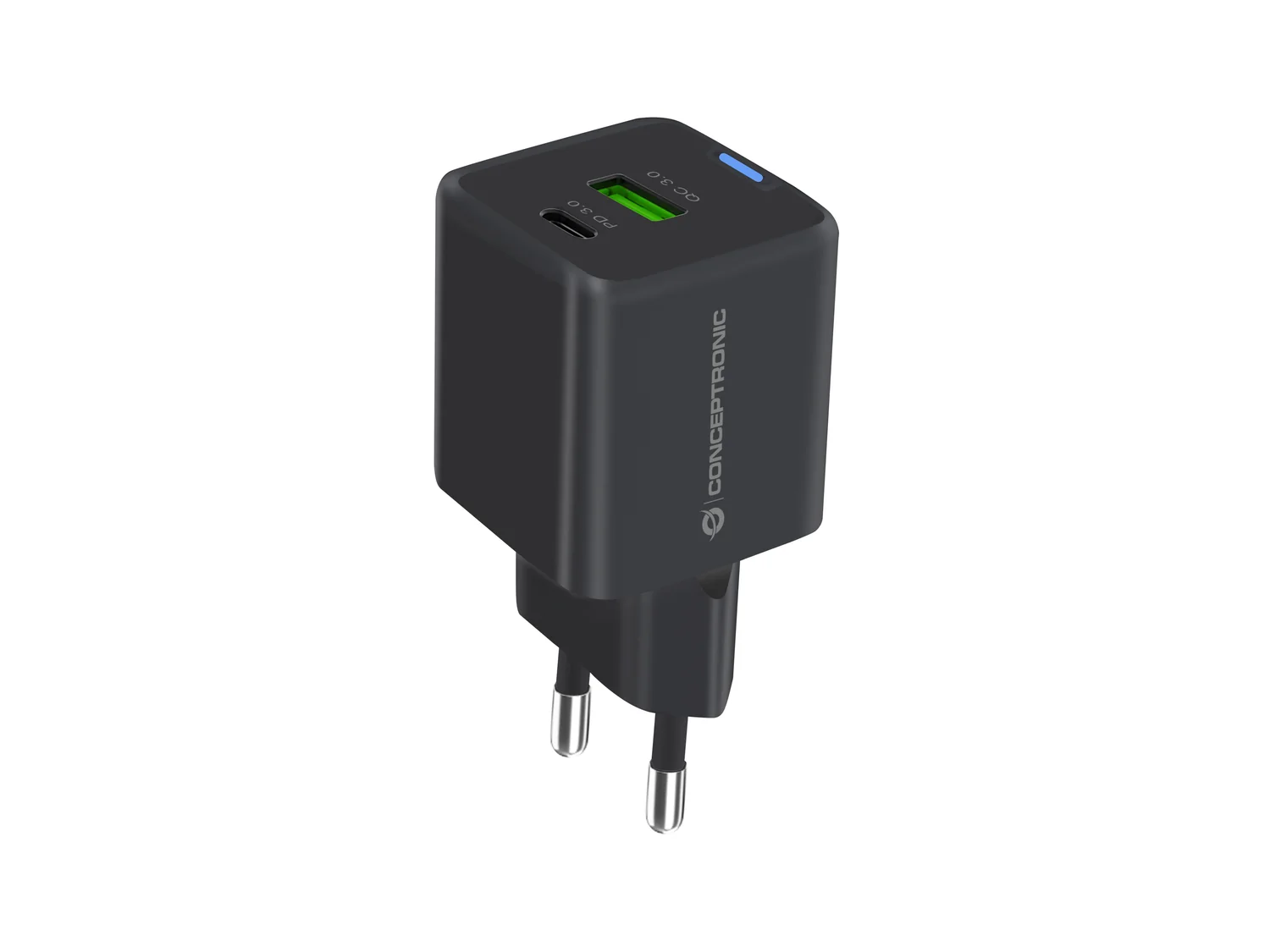 Carregador GaN 20W Conceptronic ALTHEA15B 2 Portas USB-C + USB-A com Quick Charge 3.0 Preto - Imagem 2