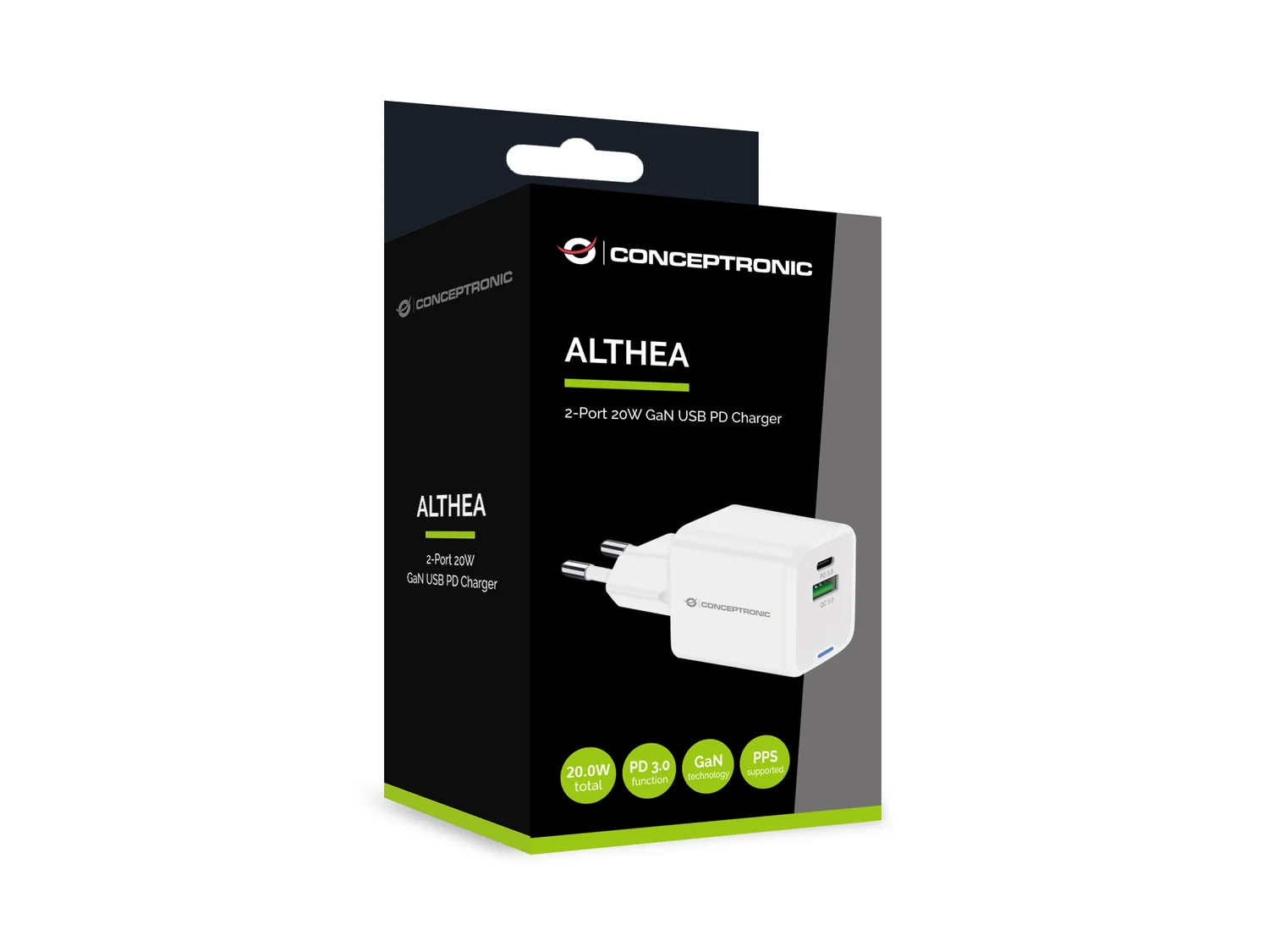 Carregador USB GaN Conceptronic ALTHEA15W 20 W PD QC 3.0 2 Portas - Imagem 3