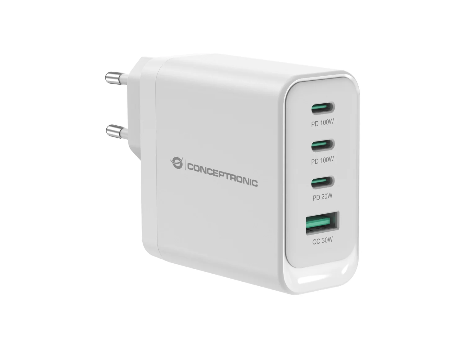 Carregador GaN Conceptronic ALTHEA22W100 100W 4 Portas USB-C/USB-A PD 3.0 PPS - Imagem 1
