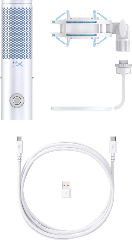 Microfone HyperX QuadCast 2 USB-C/USB-A 24bit/96kHz com Suporte Anti-Choque Cinzento - Imagem 9