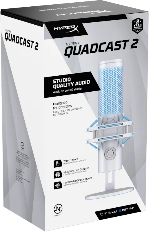 Microfone HyperX QuadCast 2 USB-C/USB-A 24bit/96kHz com Suporte Anti-Choque Cinzento - Imagem 11
