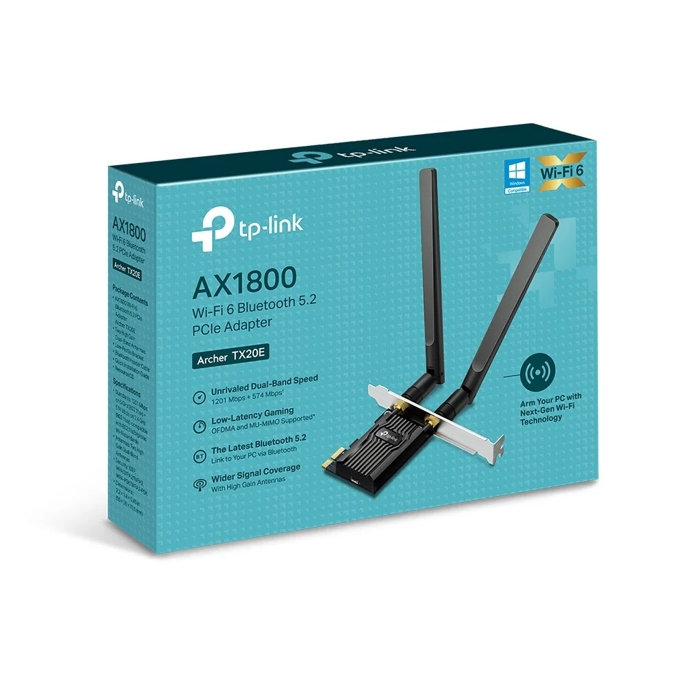 Placa PCIe Wi-Fi 6 TP-Link Archer TX20E AX1800 Dual-Band Bluetooth 5.2 - Imagem 2