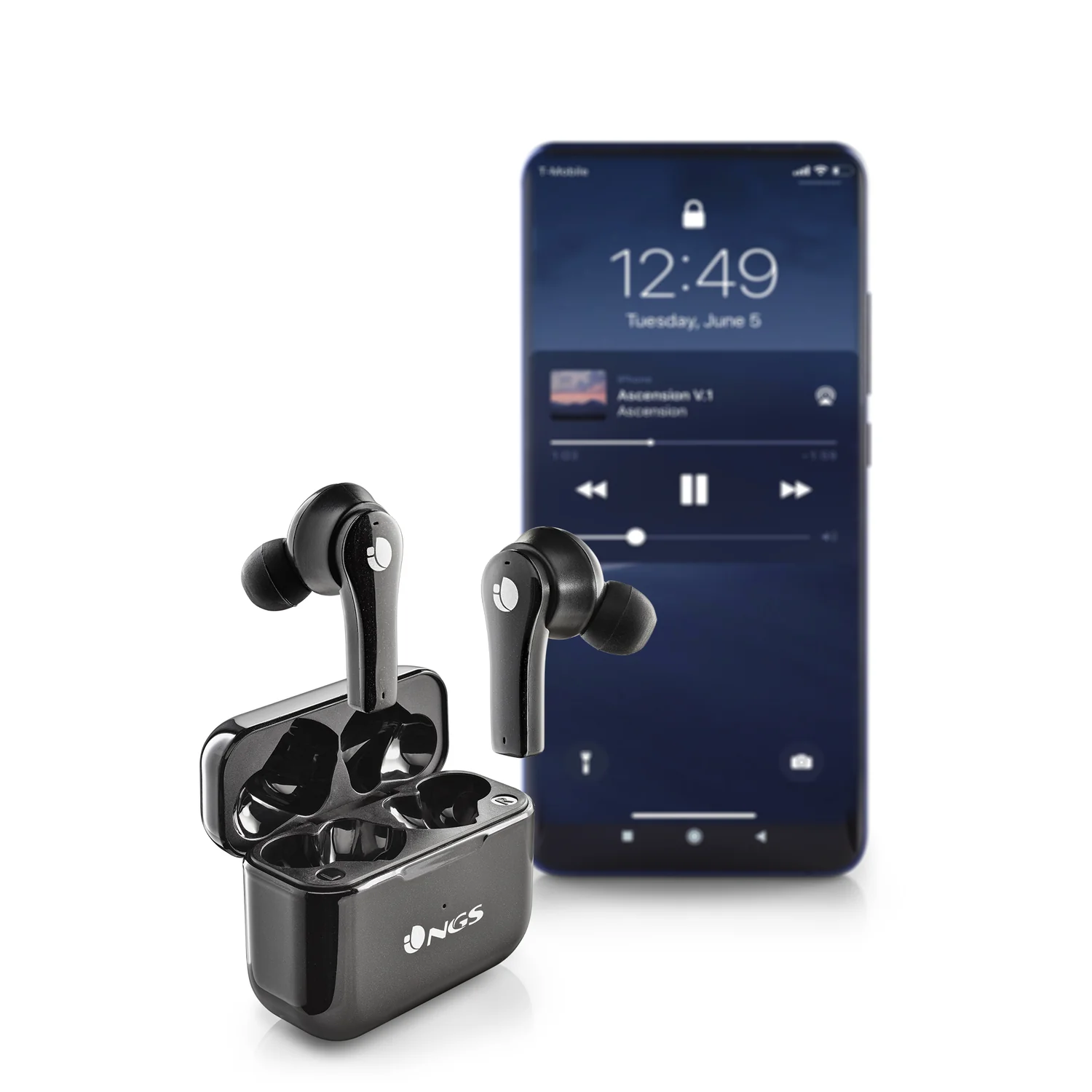 Auriculares Bluetooth True Wireless NGS Artica Bloom até 24h Autonomia USB-C | Preto - Imagem 5