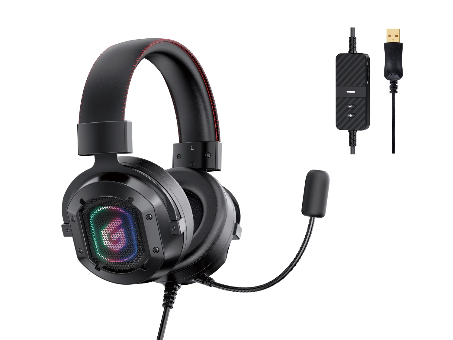 Auscultadores Gaming Conceptronic Athan 7.1 Surround USB com Microfone e Iluminação RGB - Imagem 2