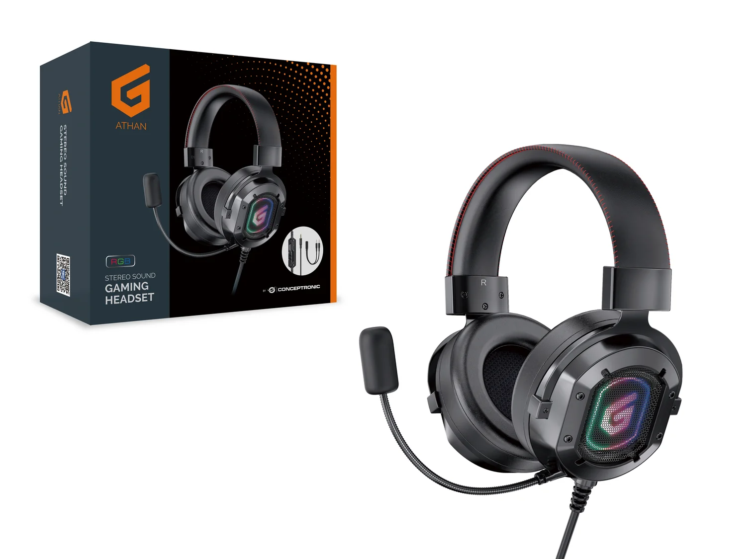 Auscultadores Gaming Conceptronic Athan Estéreo com Microfone RGB Preto - Imagem 2