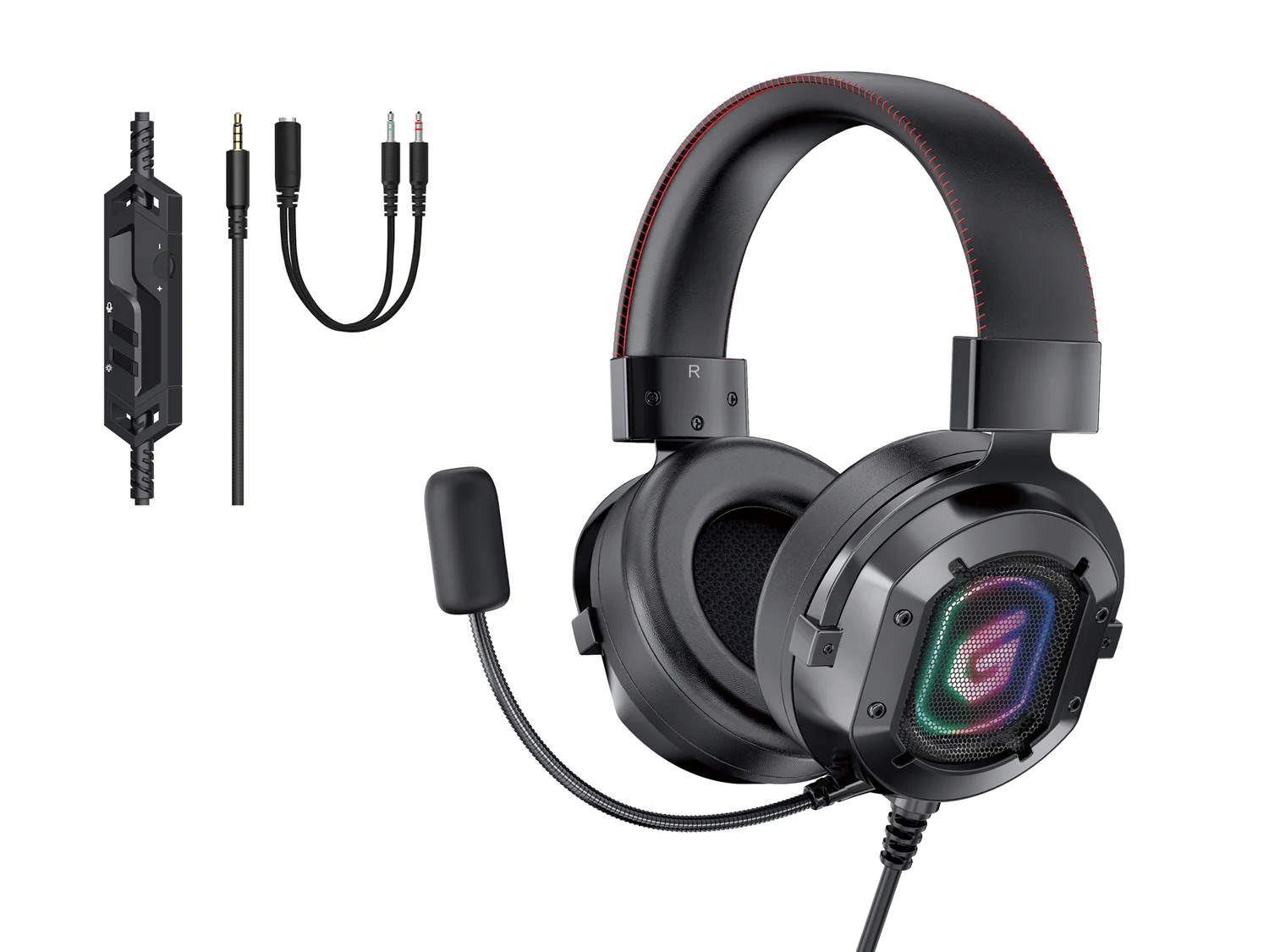 Auscultadores Gaming Conceptronic Athan Estéreo com Microfone RGB Preto - Imagem 1