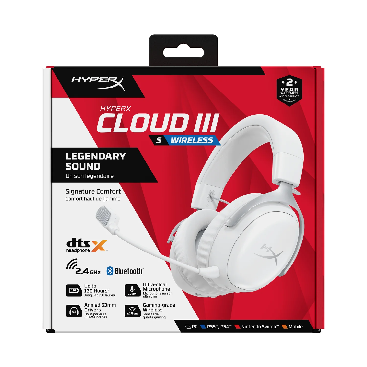 Auscultadores Gaming HyperX Cloud III S Wireless 2,4 GHz Bluetooth Branco