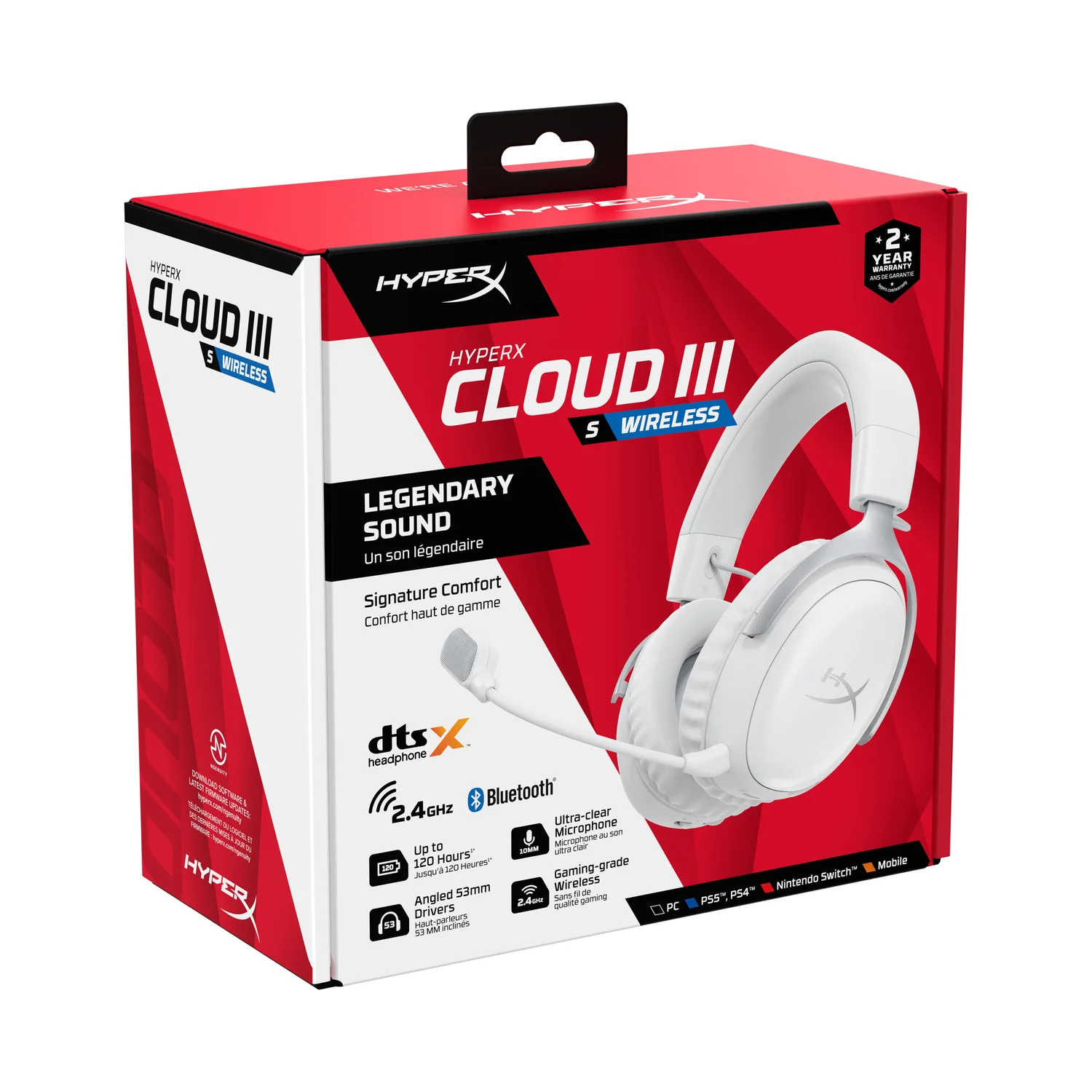 Auscultadores Gaming HyperX Cloud III S Wireless 2,4 GHz Bluetooth Branco - Imagem 2