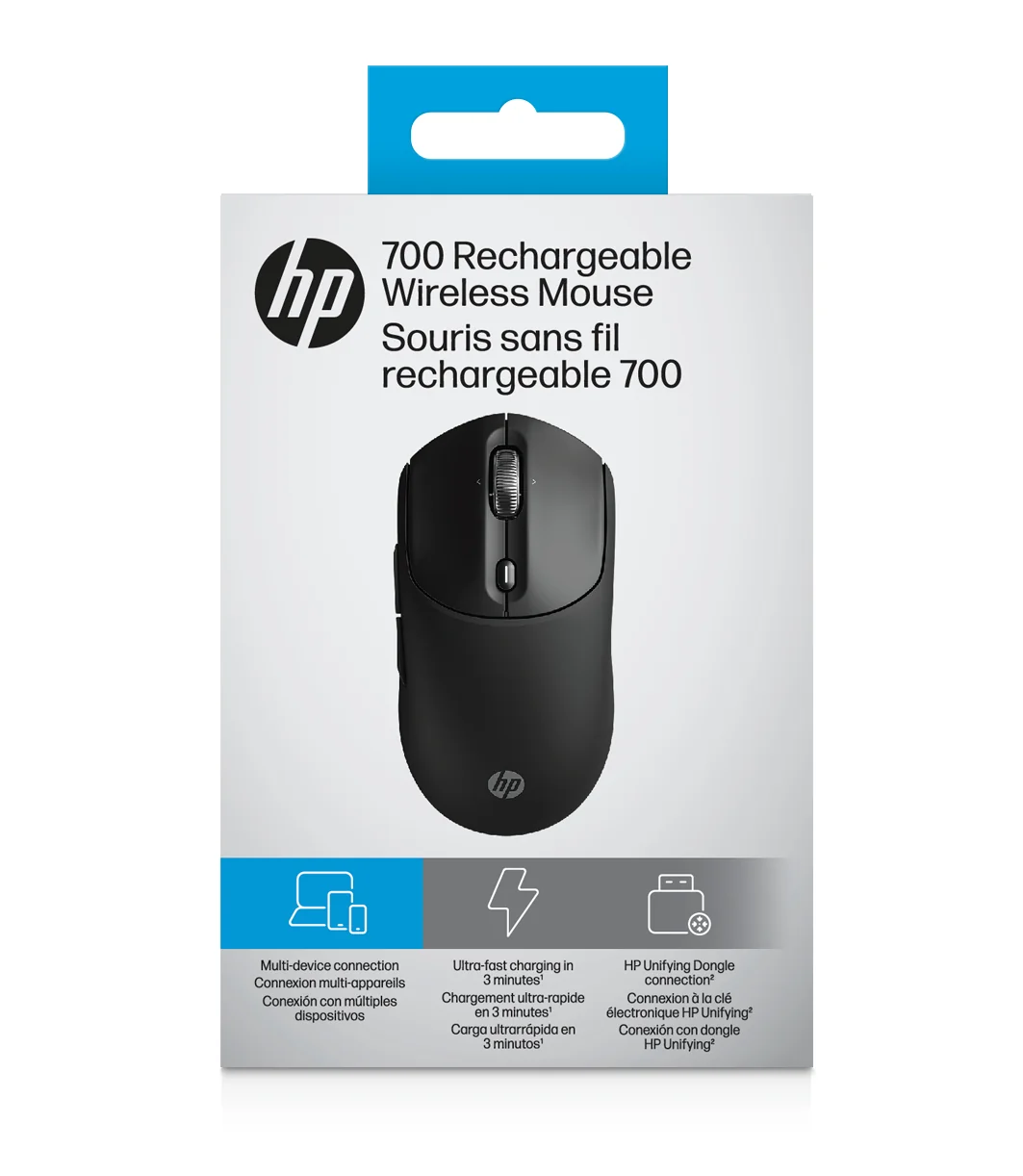 Rato Sem Fios Recarregável HP 700 Bluetooth 5.2 6000 DPI Preto - Imagem 8